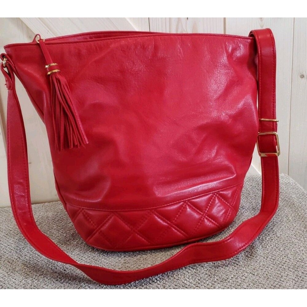 Vintage Nordstrom Red Leather Purse Made In Hong Kong